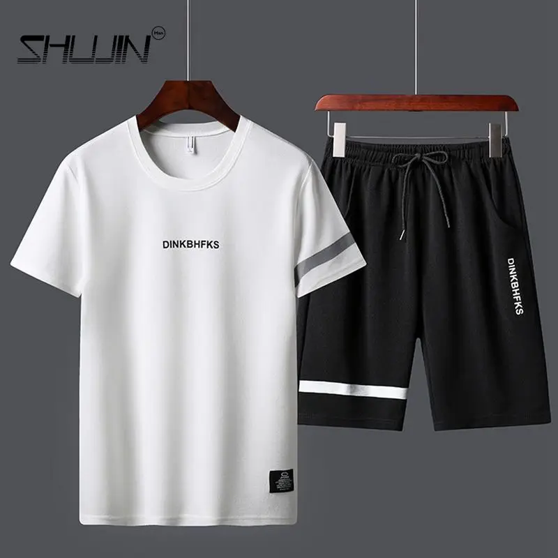 

Men's Summer Short-sleeved Suit Fashionable And Comfortable Slim Round Neck Simple All-match Casual Shorts Two-piece Suit