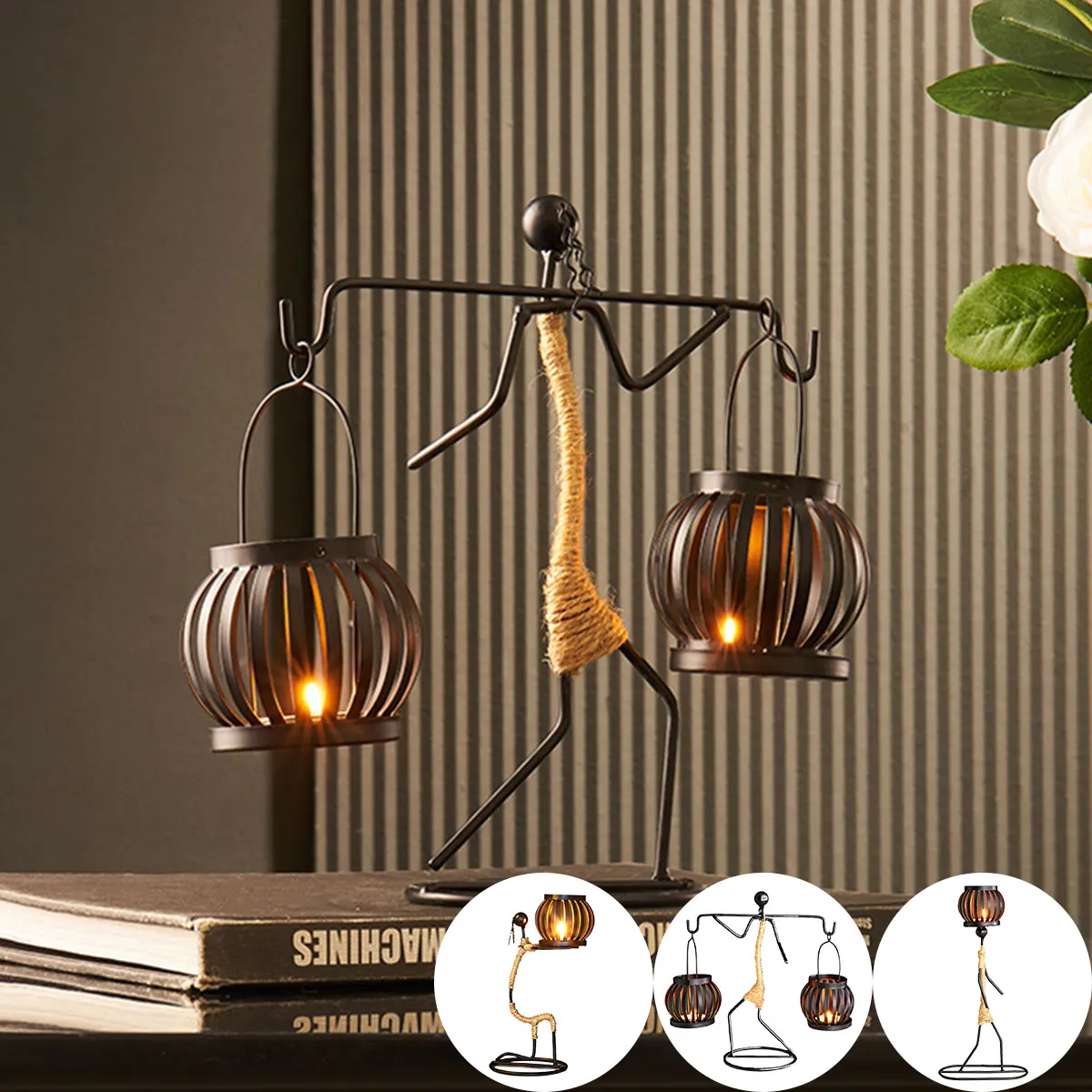 

1Pc Nordic Metal Candlestick Abstract Character Sculpture Candle Holder Decor Handmade Figurines Home Decoration Art Gift
