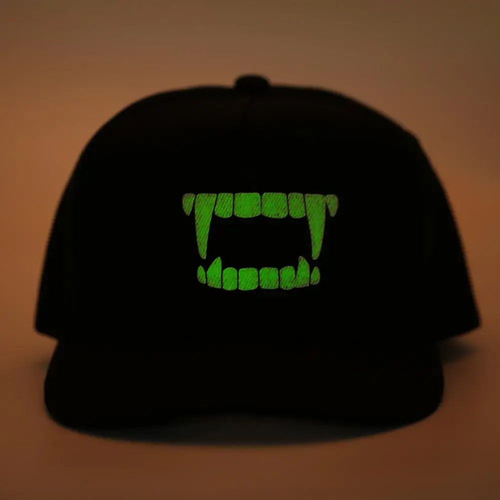 Светящаяся бейсболка для женщин и мужчин флуоресцентная Кепка с зубами клыками