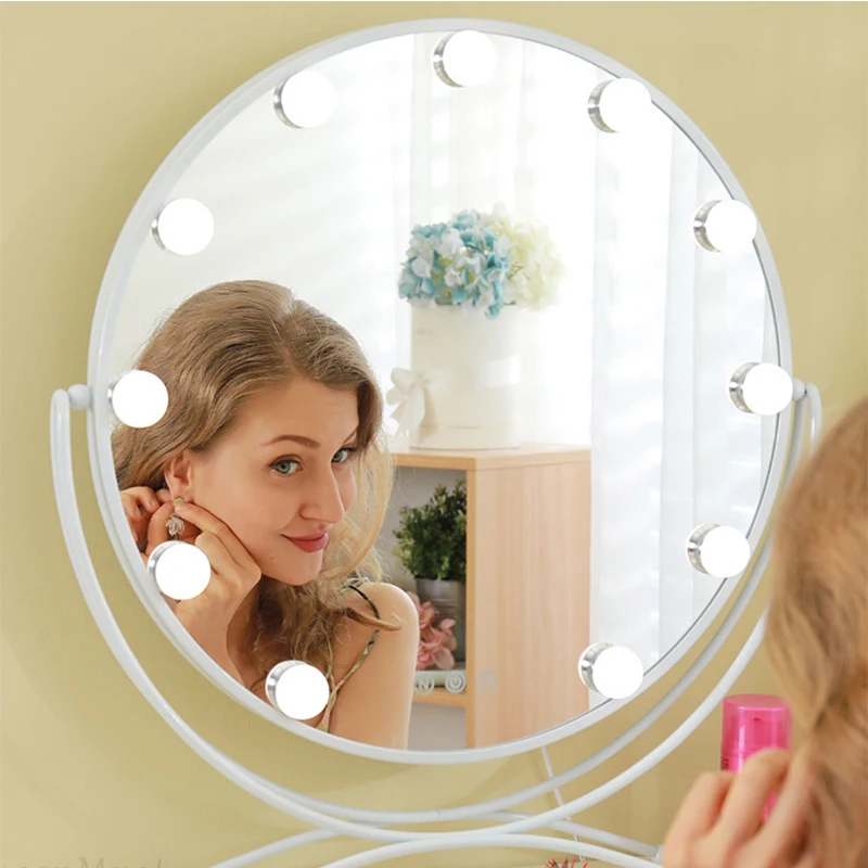 Зеркало для макияжа в голливудском стиле с подсветкой и светодиодный лампочками