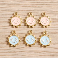 10pcs 1215mm enamel smile sun charms for jewelry making fashion earrings pendants necklaces keychain diy crafts accessories