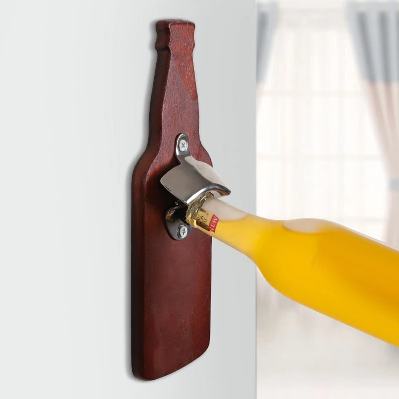 Домашний открывалка для бутылок безопасный деревянный магнитный бар