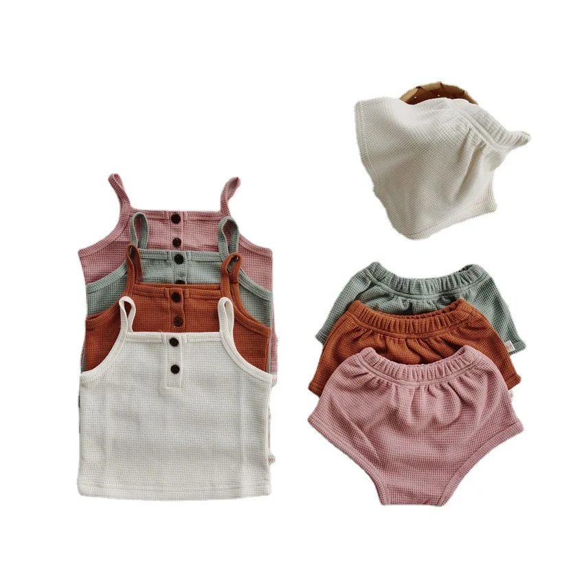 

Комплект одежды для новорожденных из 2 предметов, жилет и трусики карамельных цветов, мягкие подтяжки без рукавов для девочек и мальчиков, лето 2021