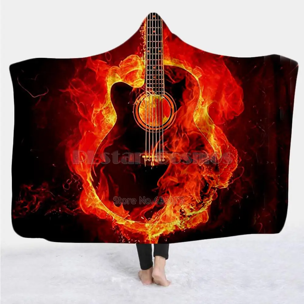 

Violin Guitar art Musical instrument Blanket Hooded Blanket 3D full print Wearable Blanket Adults men women Blanket style-7