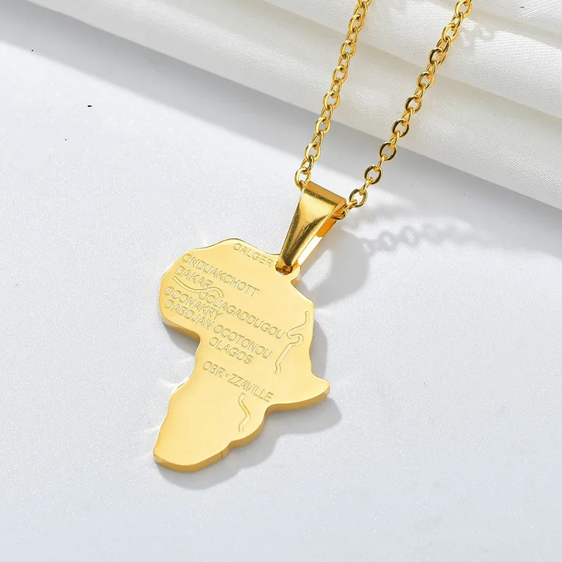 Ожерелье из нержавеющей стали для женщин и мужчин цвет Эфиопский золото