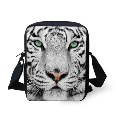 

3D Animals Cool White Tiger Backpacks Children School Shoulder Bags Men Crossbody Bag Boys Backpack For Kids Messenger Bags