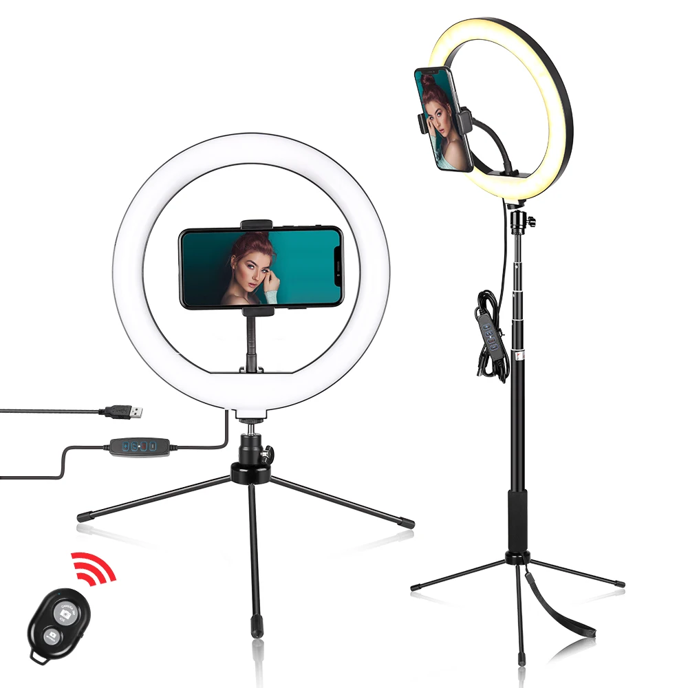 26cm кольцевая лампа со штативом селфи для фотостудия youtube макияж