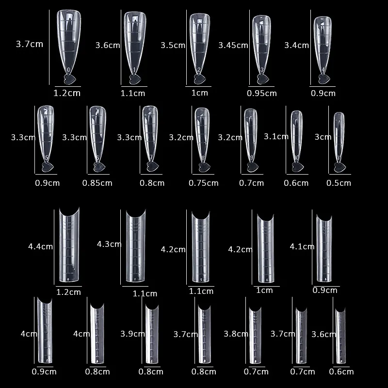 

100pcs/120pcs Poly Nail Gel Quick Building Mold Tips Heart Nail Dual Acrylic Cover Forms Finger Extension Nails Art Tools