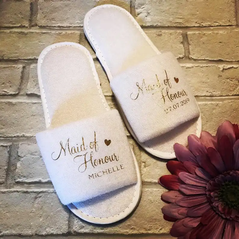 Персонализированные имена дата свадебные тапочки подарок подружки невесты на