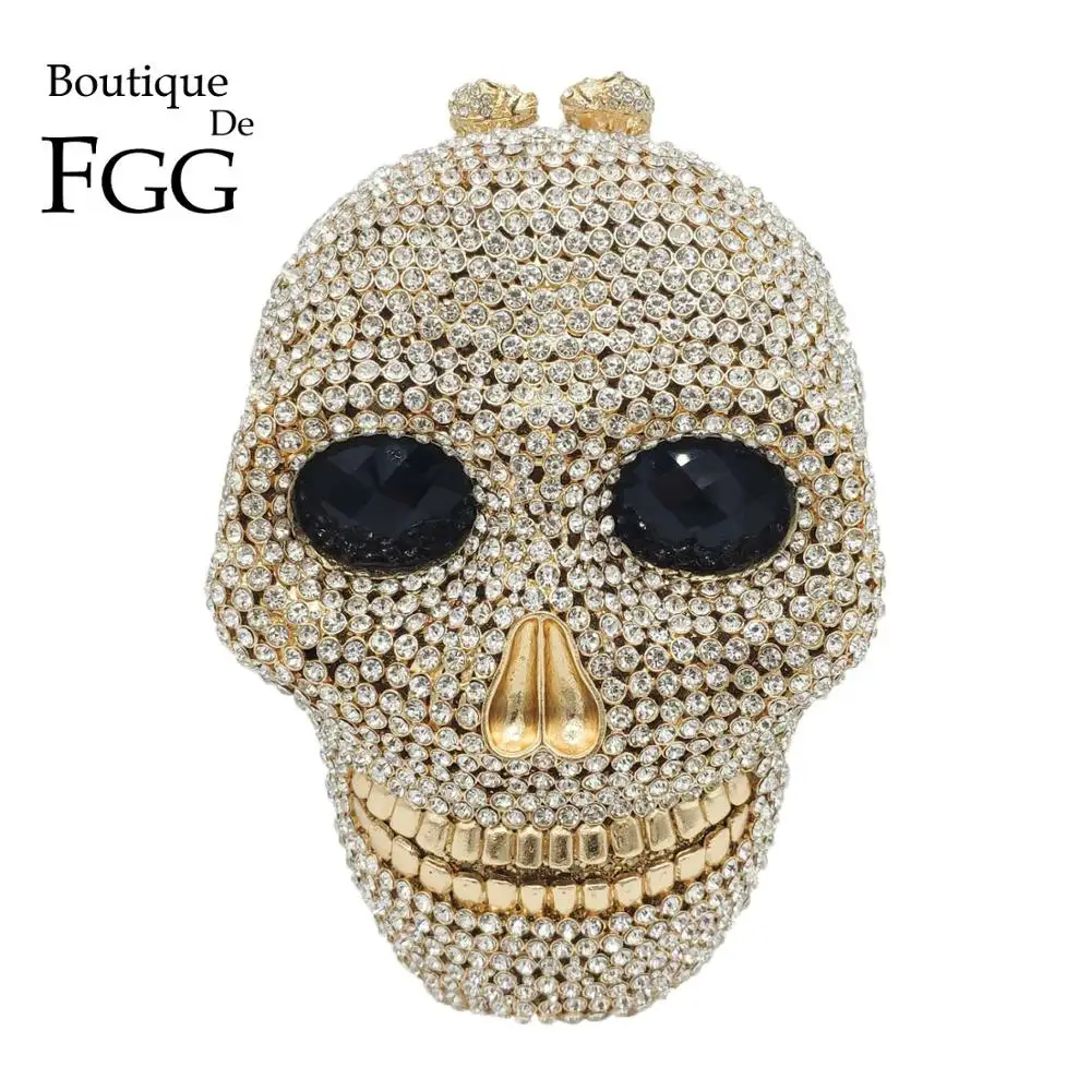 Женские сумки мессенджер Boutique De FGG вечерние сумочки с золотым черепом и
