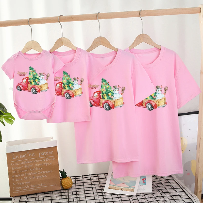

New Year's Gift Family Matching Clothes Christmas Daddy Mommy Christmas Sister Baby Girls Tshirts Snowman Family Look Tees Tops