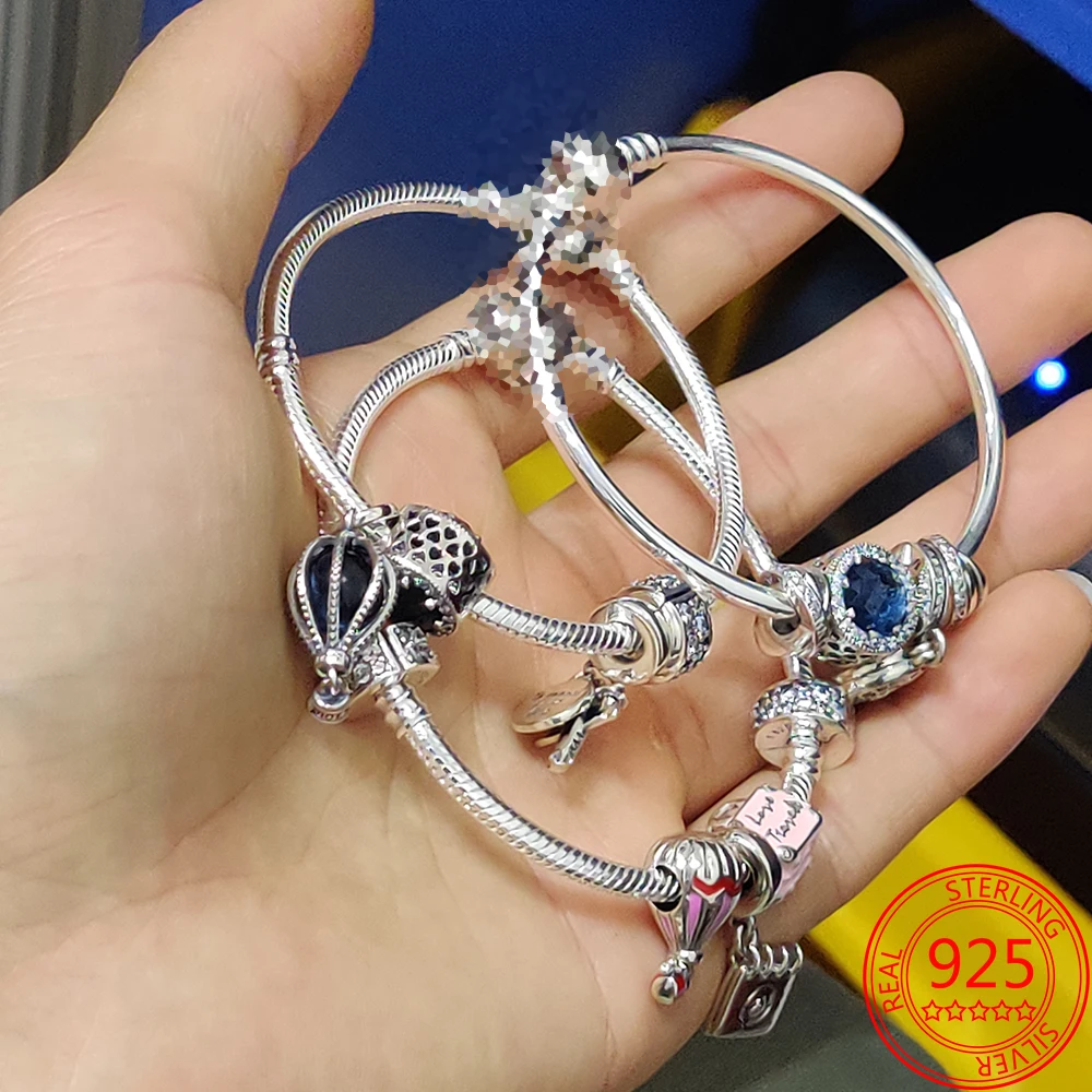 

New Arrivals 925 Sterling Silver Heart-shaped Small Pendant Fixing Clip Charm Fit Brand Bracelet DIY Bracelet Set Jewelry
