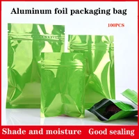 green aluminium foil packaging bag ziplock bag food bag mask powder tea small bag trial packing sealed bag 100pcs