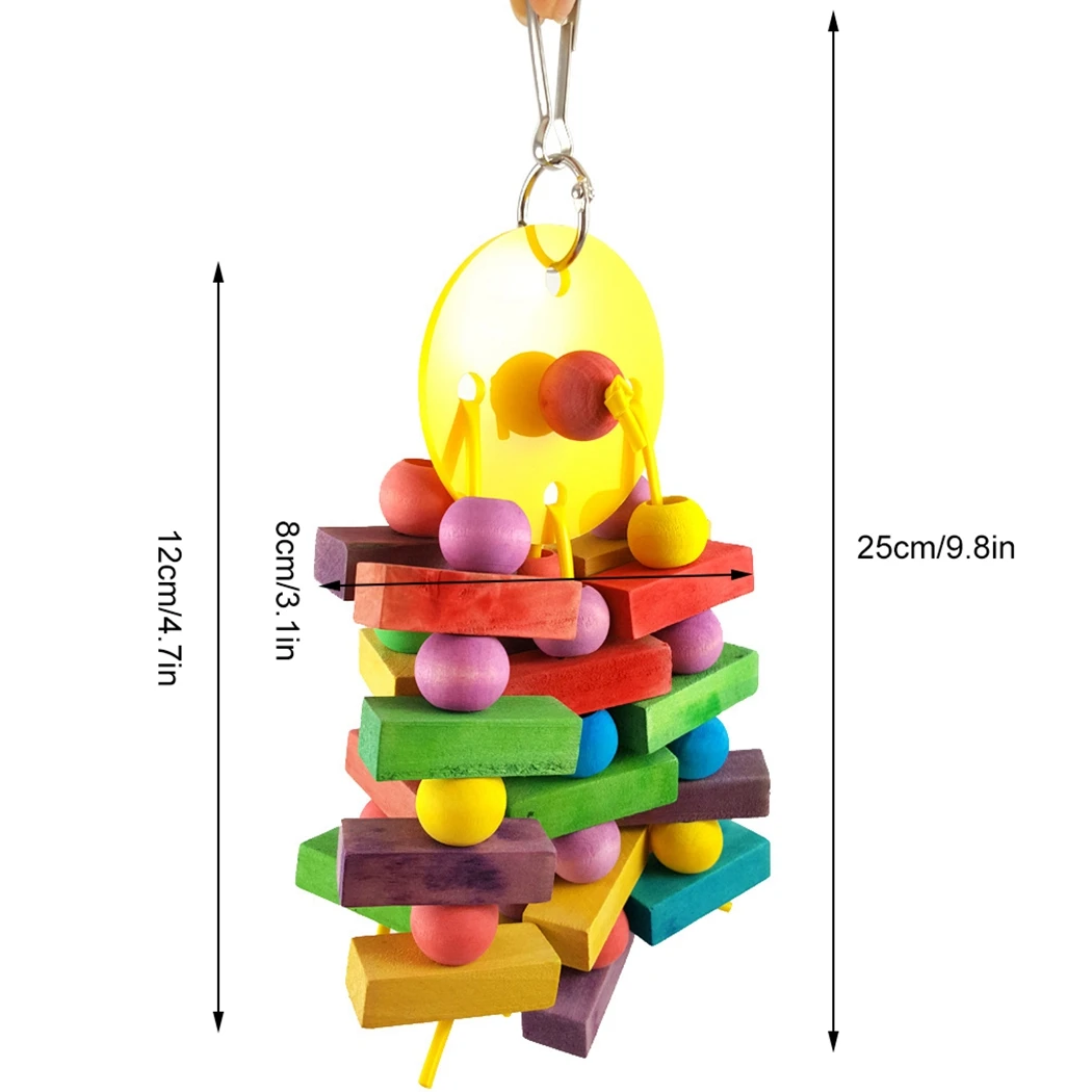

Colorful Bird Wood Toys Natural Blocks Chewing Bite Hanging Bird Cage Swing Climb Chewing Toys Square Cardboard Bird Trainings