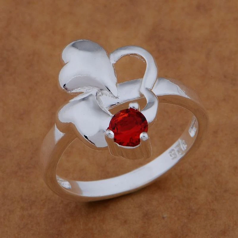 

New style silver ladies 925 ring necklace jewelry set European and American heart-shaped diamond set wholesale No. 8 ring