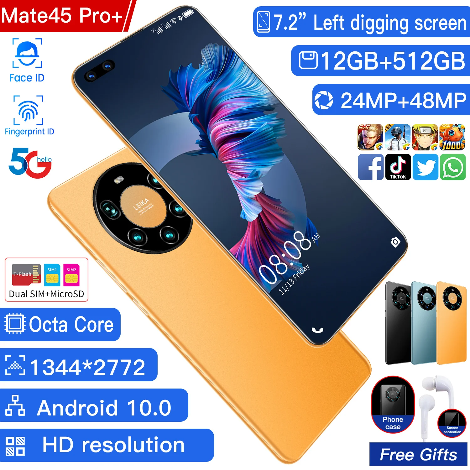 

Mate45 Pro + 7,2 Full HD Octa Core 5000 /, 8 256 4