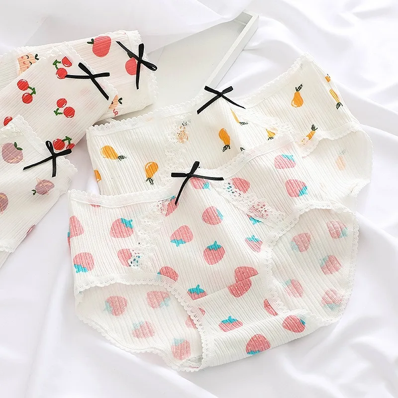 Женское белье кружевные трусики хлопок промежность дерево уши край японский