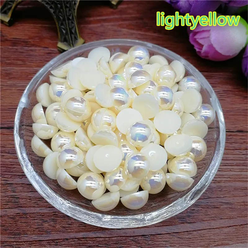

4 /6 /8 мм светильник-Желтые половинки круглая жемчужная бусина с плоской задней частью для рукоделия DIY A06