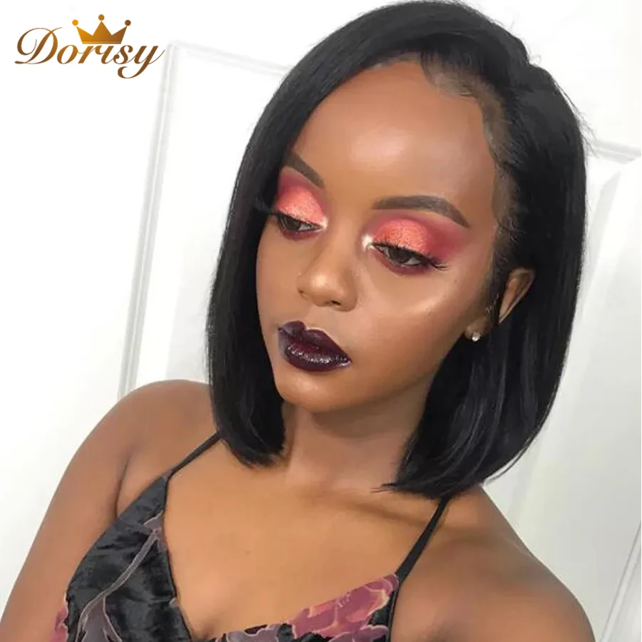 Короткие парики боб из человеческих волос на сетке спереди для черных женщин
