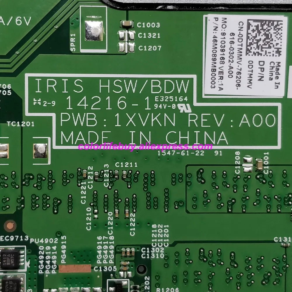 Натуральная CN-0DTMMV 0DTMMV 14216-1 1XVKN N16V-GM-B1 GPU i3-5015U материнская плата для ноутбука Dell Inspiron