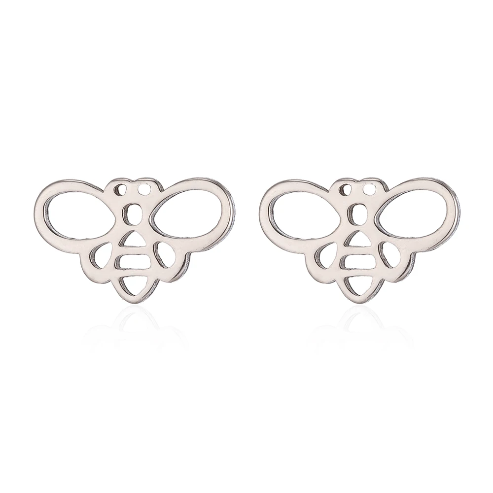 

Cartoon Bee Earrings Hollow Bea Stud Earrings For Teens Fancy Anniversary Gift Female Accessories Mujer Stainless Steel Jewelry