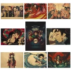 Постер с истребителем демонов из аниме киметсу но айба, винтажный декоративный настенный плакат из крафтовой бумаги, коллекционные плакаты, наклейки на стену