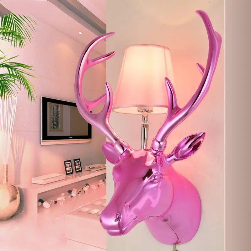 Скандинавский настенный светильник с головой оленя современный смоляный