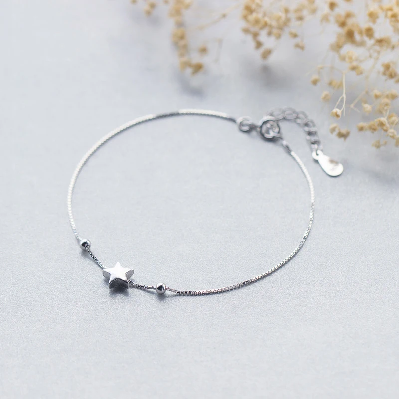 Colusiwei натуральная 925 стерлингового серебра простой звезда браслет с пентаграммой