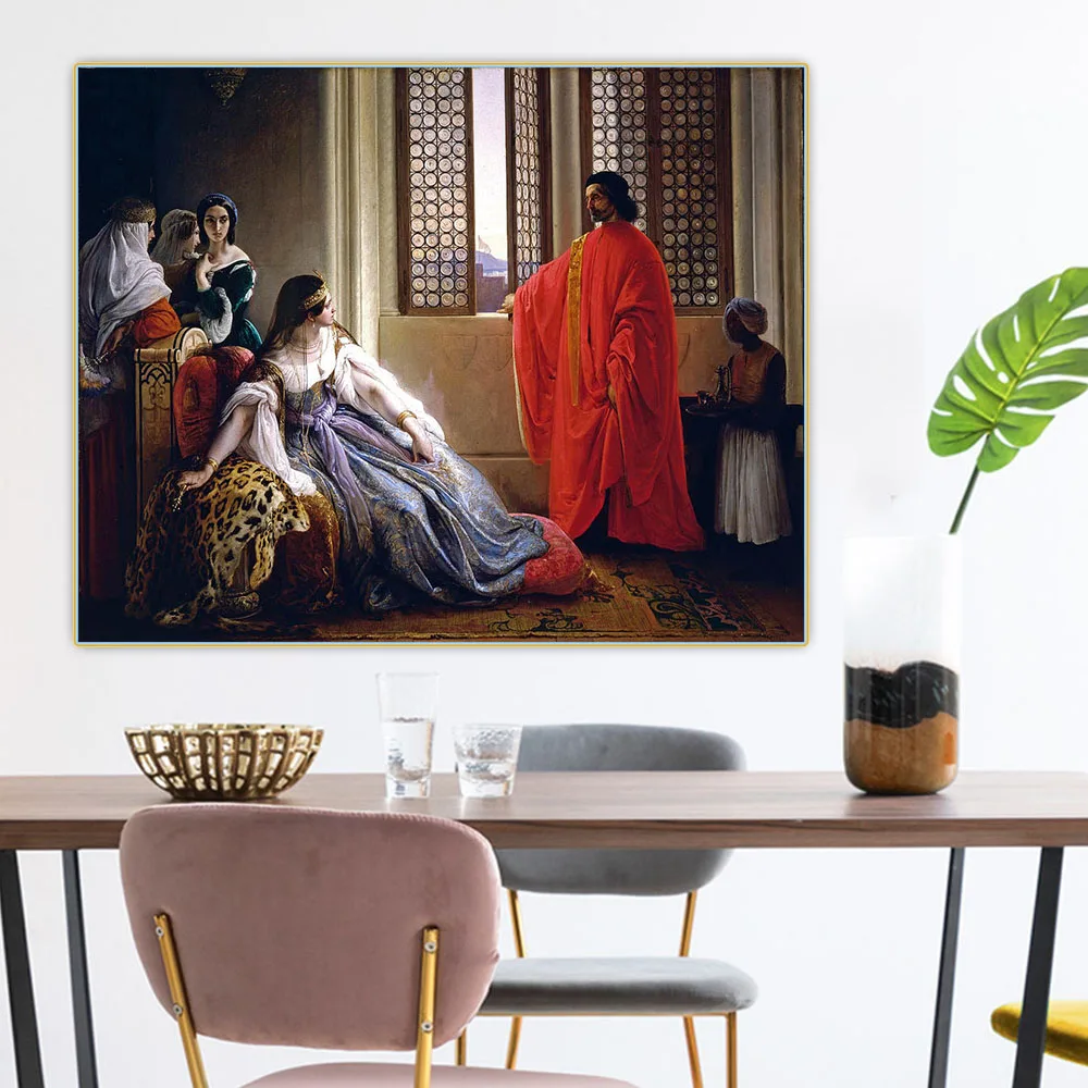 

Holover Canvas Oil Painting Wall Home Decoration Francesco Hayez"Caterina Cornaro Deposed from the Throne of Cyprus"Aesthetic