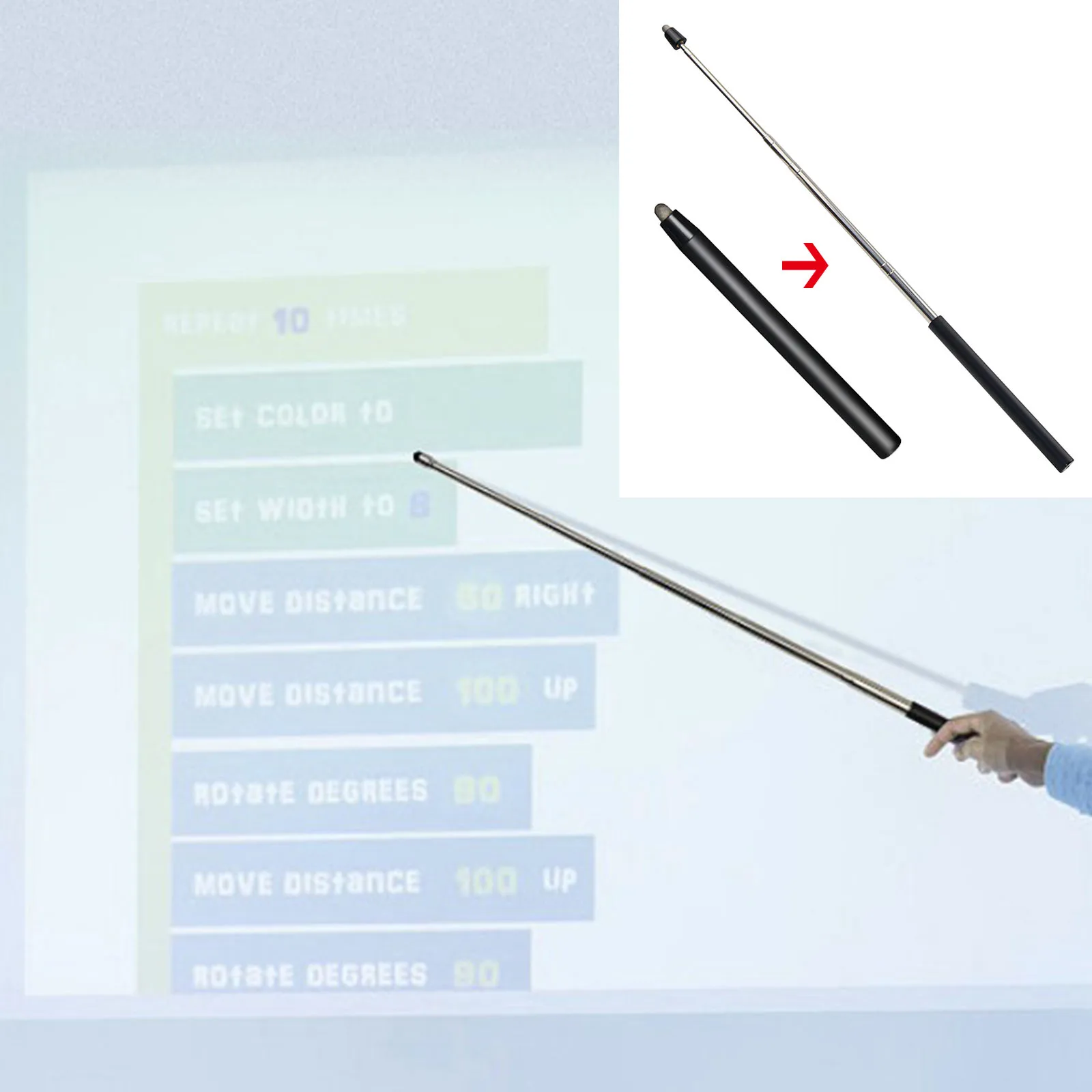 

Telescopic Pointer , Teachers Extendable Handheld 18-100cm Hand Pointer Pointing Stick Whiteboard Touch Screens Pen iPad