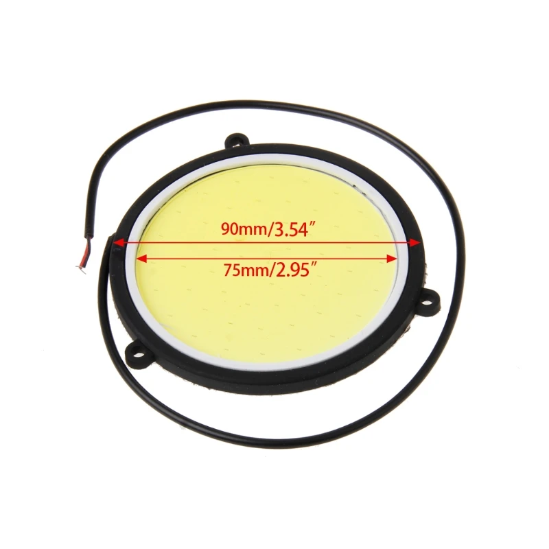 

2PCS DC12V 90mm COB Car DRL Round Shape Daytime Running Light White LED Lights