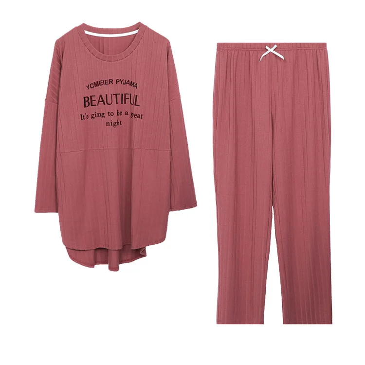 

The spring and autumn period and the new pajamas cotton embroidery autumn. Lady long suit large size ladies pajamas casual