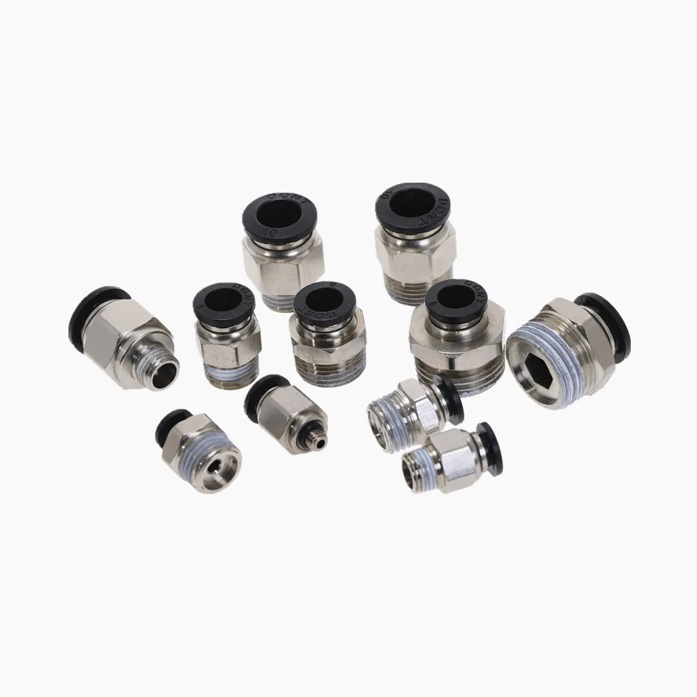 Пневматические Фитинги PC10 PC12 PC14 PC16 мм наружная резьба 1/8 1/4 3/8 1/2 01 02 03 04 для