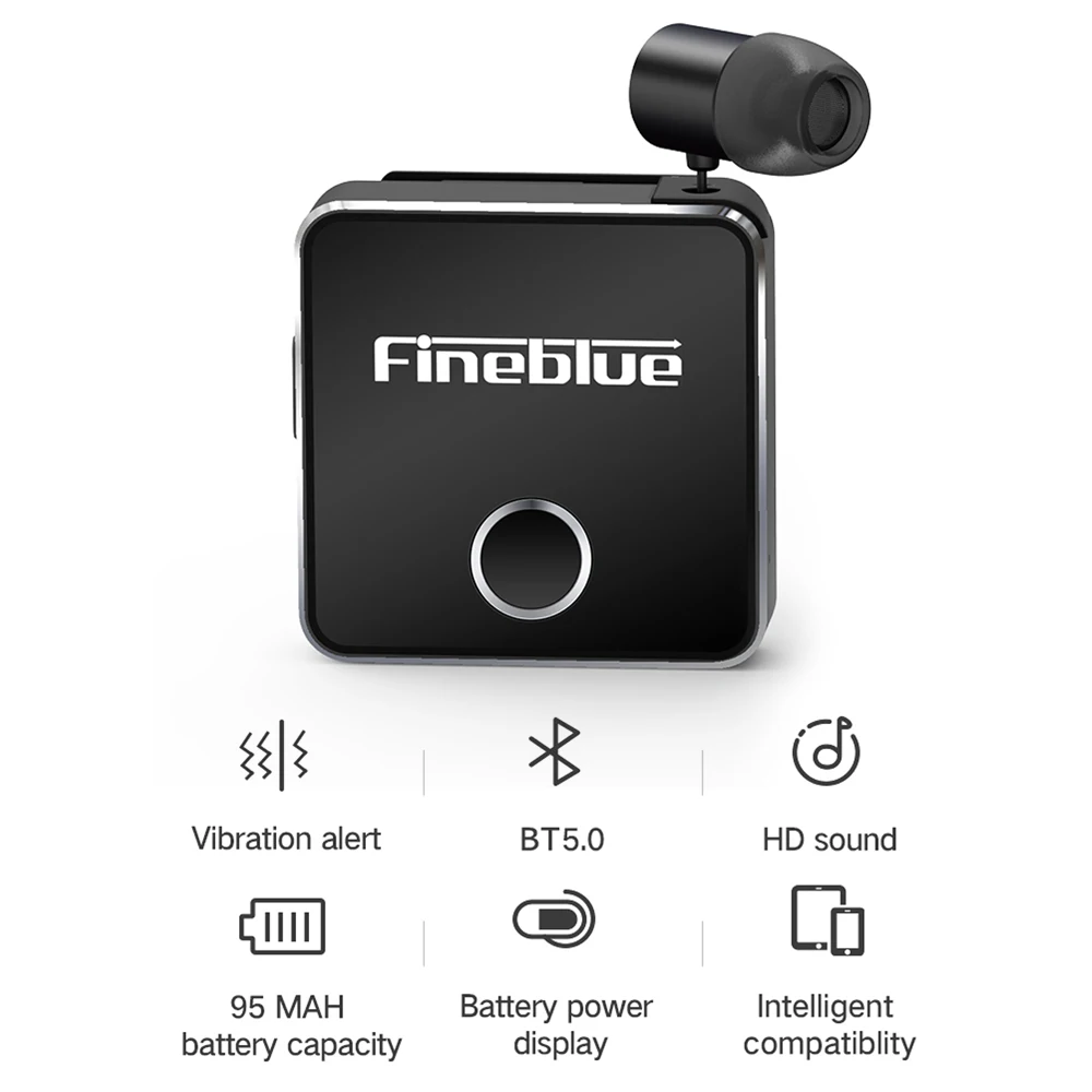 Беспроводные наушники Fineblue F1 Bluetooth 5 0 с клипсой выдвижная Музыкальная гарнитура
