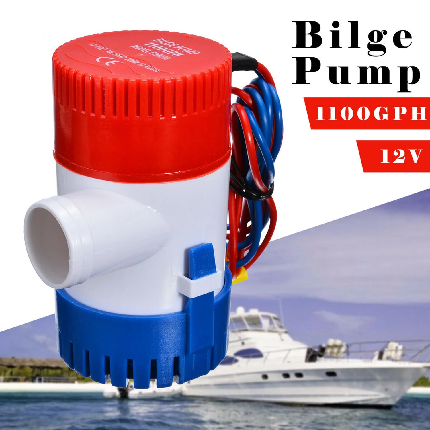 12V электрический насос 1100GPH морской Трюмный водяного насоса для погружной