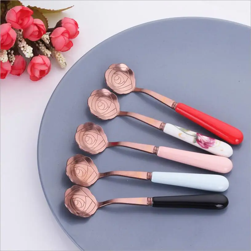Новинка кофейная ложка в форме розы десерт из мороженого нержавеющей стали
