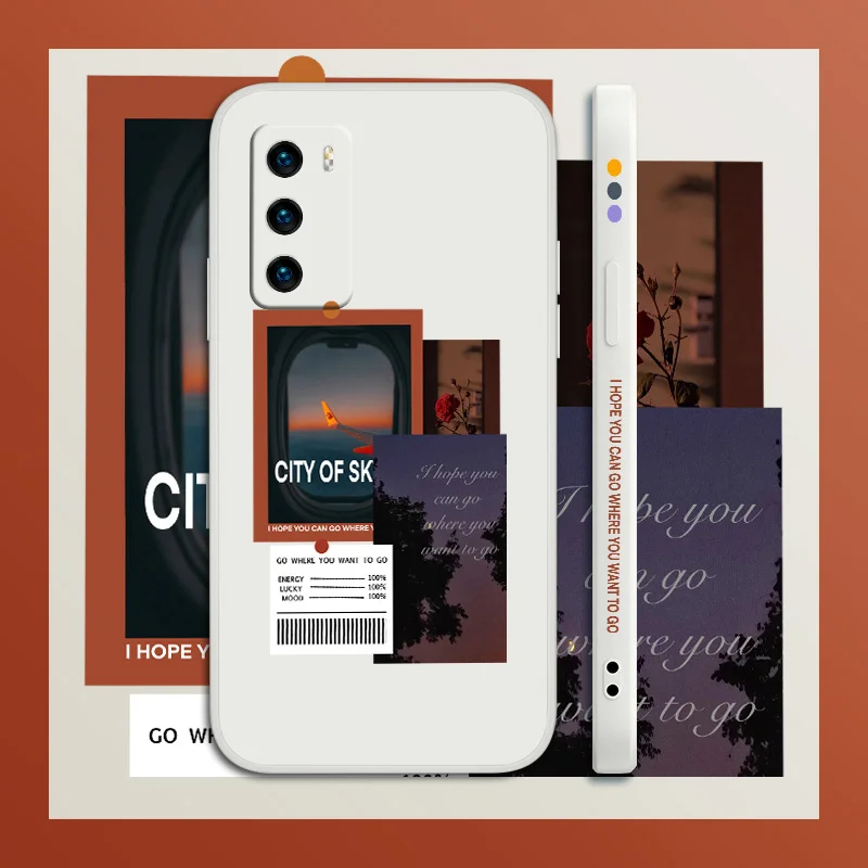 

Twilight Phone Case For Huawei P40 P40Lite P30 P20 Mate 40 40Pro 30 20 Pro Lite P Smart 2021 Y7a Liquid Silicone Cover