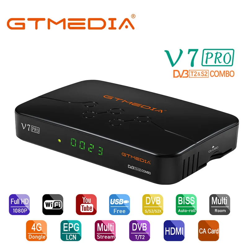 

GTMEDIA V7PRO sup port s DVBT2/S2/S2X с сетевым портом V7plus, обновление порта Sup, онлайн фильм и Карта CA, слот USB, Wi-Fi ключ