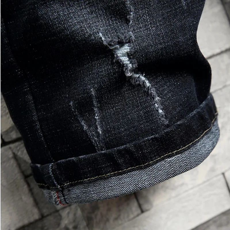 

Men's Ripped Denim Shorts 2021 Summer New Fashion Casual Slim Streetwear High Quality Classic Men's Clothing Short Jeans Blue