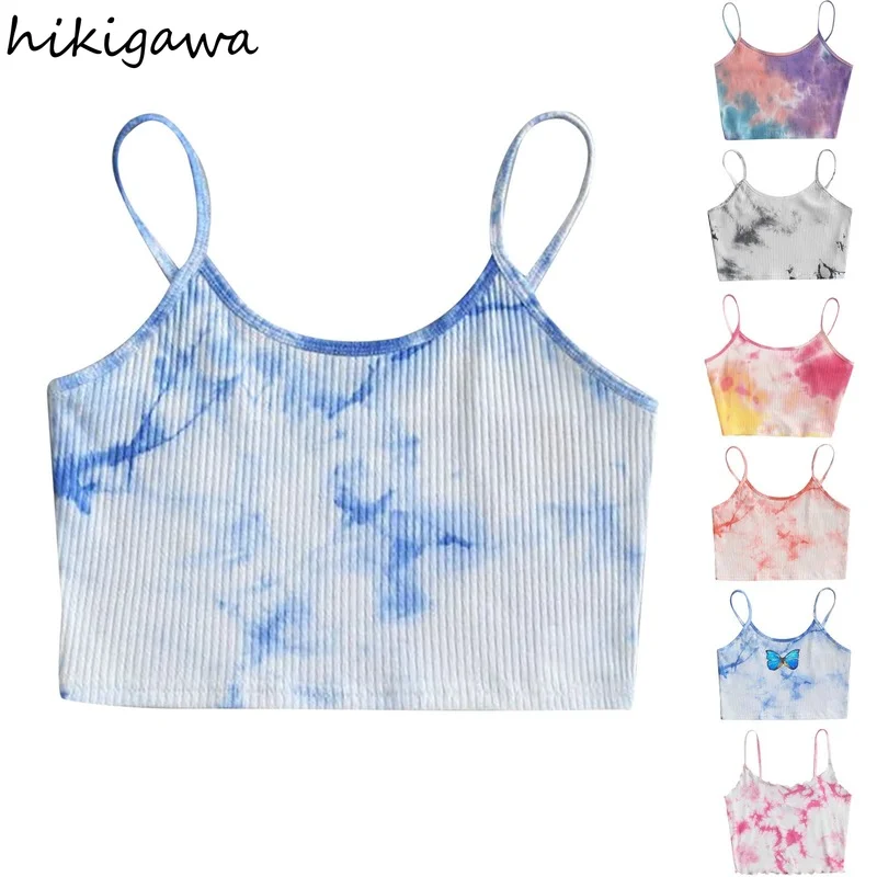 

Hikigawa New Fashion Style Camisole Crop Top Women Underwear Sleeveless Cool Streetwear Club High Street Casual Tank Tops Vest