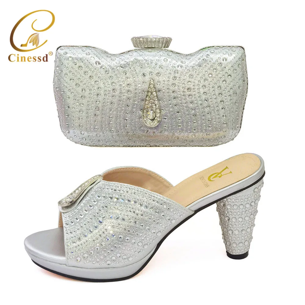 

Новый Блестящий Кристалл на высоком каблуке, итальянский дизайн, женская модель для вечеринки, африканские женщины, цвет серебряный