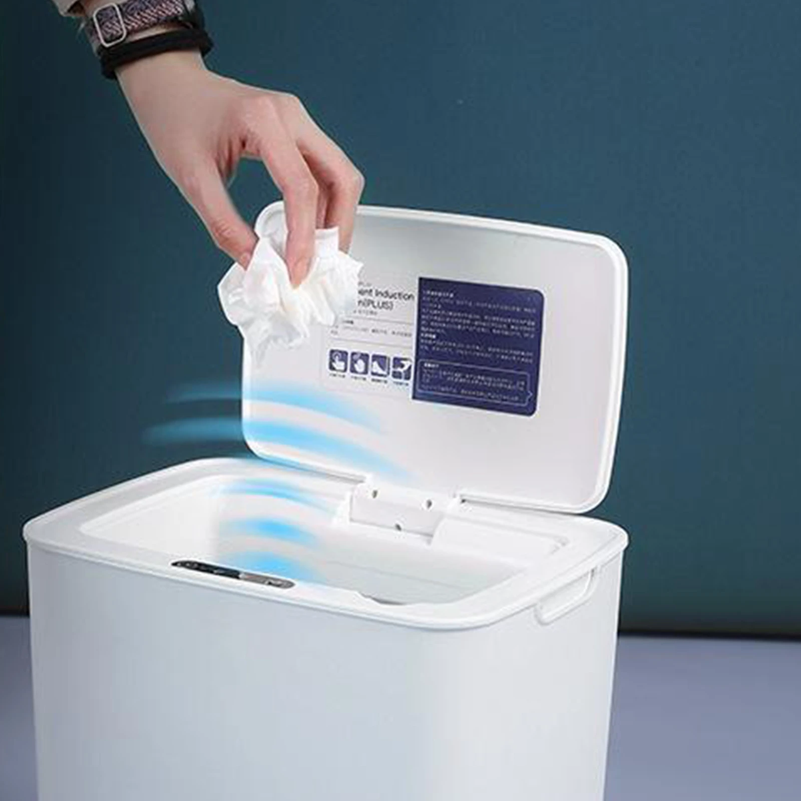 

3.7 Gallon Automatic Trash Can, Plastic Sensor Kitchen Trash Bin Motion-Sensing with Lid and Adapter, 3 Modes Trash Can