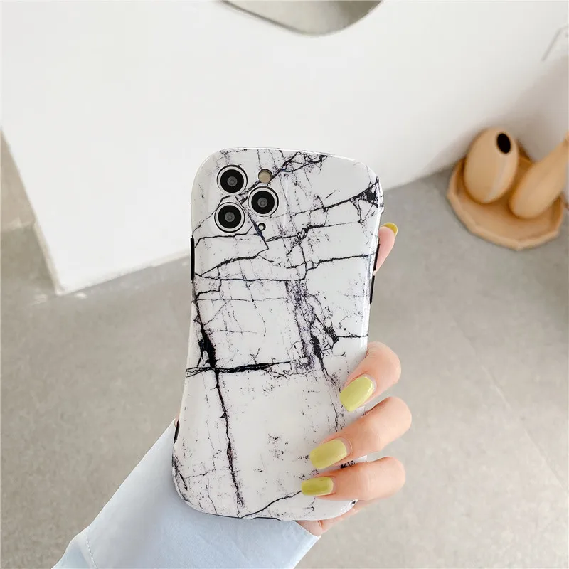 Модный противоударный чехол с черно-белым мраморным рисунком для телефона iPhone 11