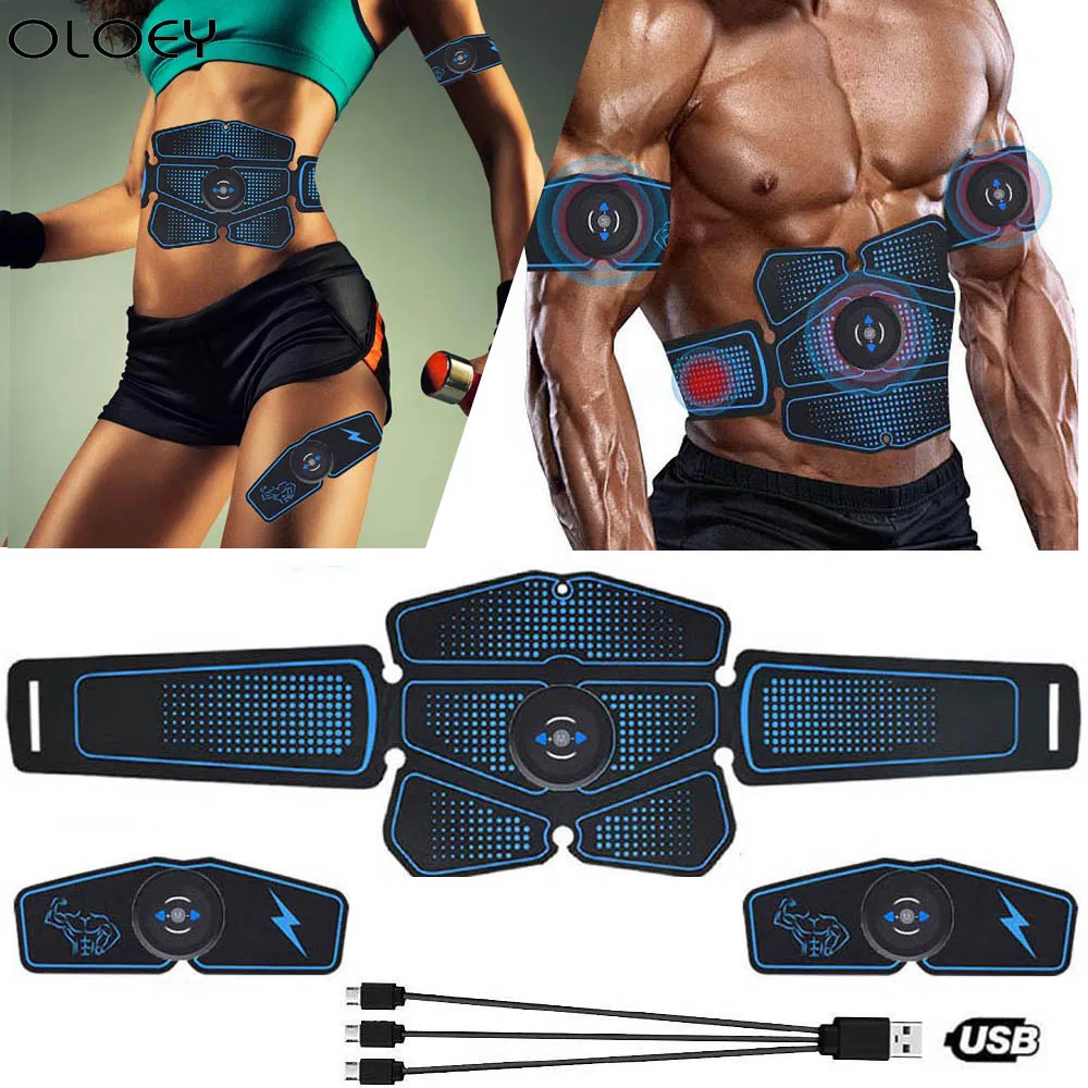 

USB Charging Easy Operate Exerciser Gym Home Belt Massage Abdominal Muscle Stimulator Fitness Effective Trainer Fat Burning Body