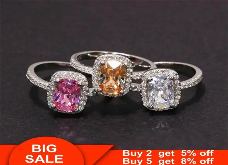 Женский камень кольцо Настоящее 925 стерлингового серебра 3ct AAAAA Cz обручальное