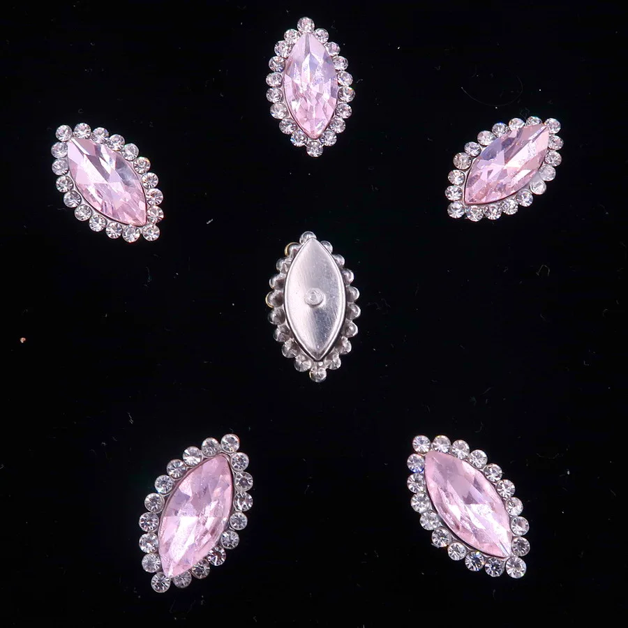 A24 Pink 4*8 мм 7*15 мм стеклянный кристалл со стразами в серебряном когтях настройки маркиза огранка маркиза пришить на свадьбное платье со стразами diy - Цвет: A24 Pink