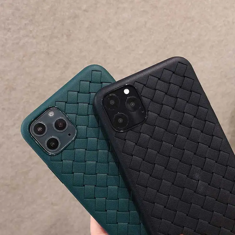 Ткацкий текстурный PU кожаный чехол для iphone 11 Pro Max apple 6 6s Plus 7 Plus 8 8Plus темно-зеленый чехол для телефона iphone XS Max X XR мягкий Coque Fundas