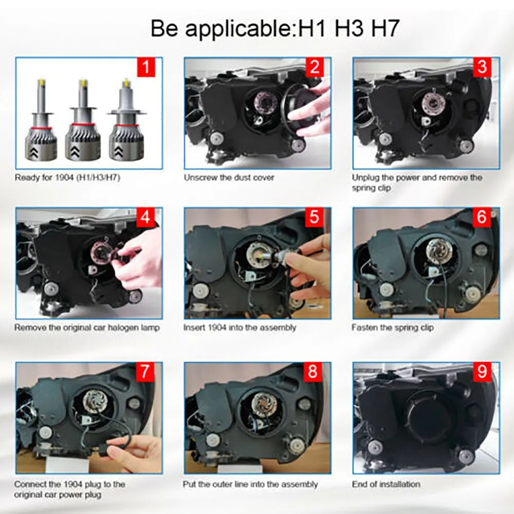 

2pcs 8-sided H7 High Brightness Waterproof LED Headlight 110W 6000K For Truck Car RV HID 360°Cool White Xenon Headlight