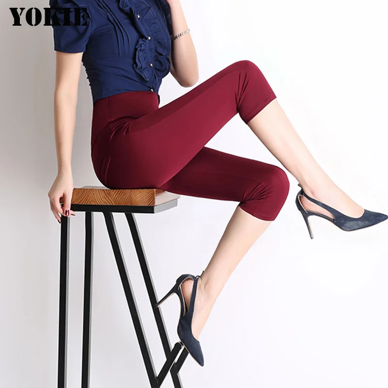 Женские повседневные Капри размера плюс эластичные хлопковые брюки для женщин