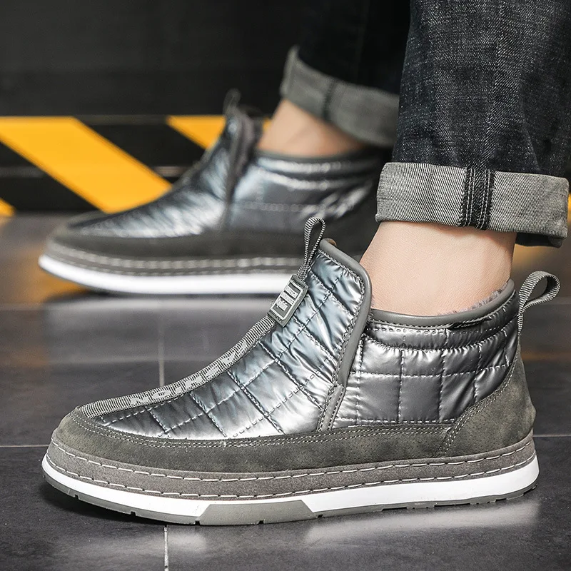 

Luxury 2021 Winter Snow Boots Men Fashion Ankle Plus Velvet Warm Short Men Boots Round Toe Slip-On Casual Platform Shoes for Men
